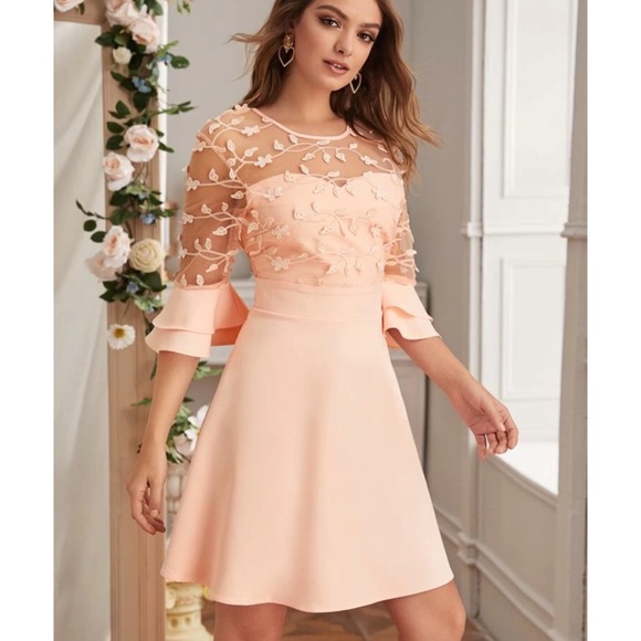 Embroidered A-Line Dress - Picture 3 of 4